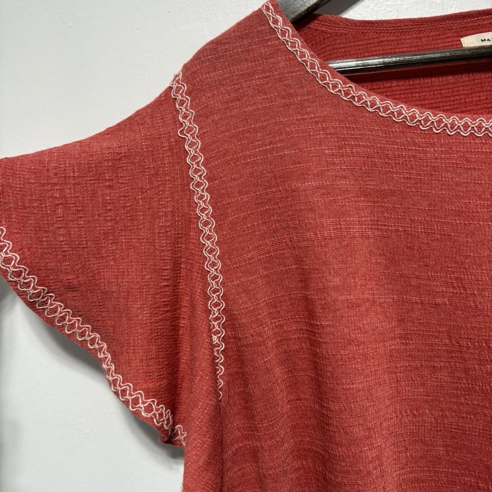 Max Studio Blouse Womens 1X Orange Textured Flutter Sleeve Lightweight Top - Picture 4 of 8